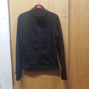 ACTIVE QUEENS Women's Black Vented Fitted Track Jacket Sz L RRR